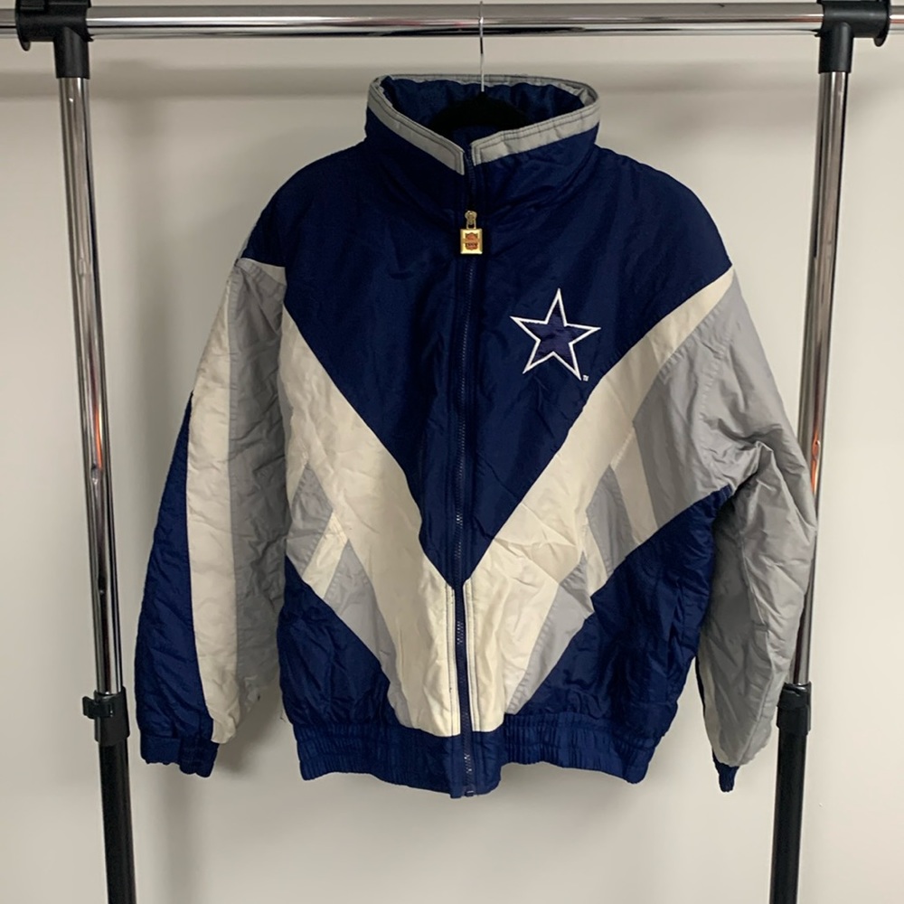 Vintage Game Day Cowboys Puffer Coat with Hood Size L